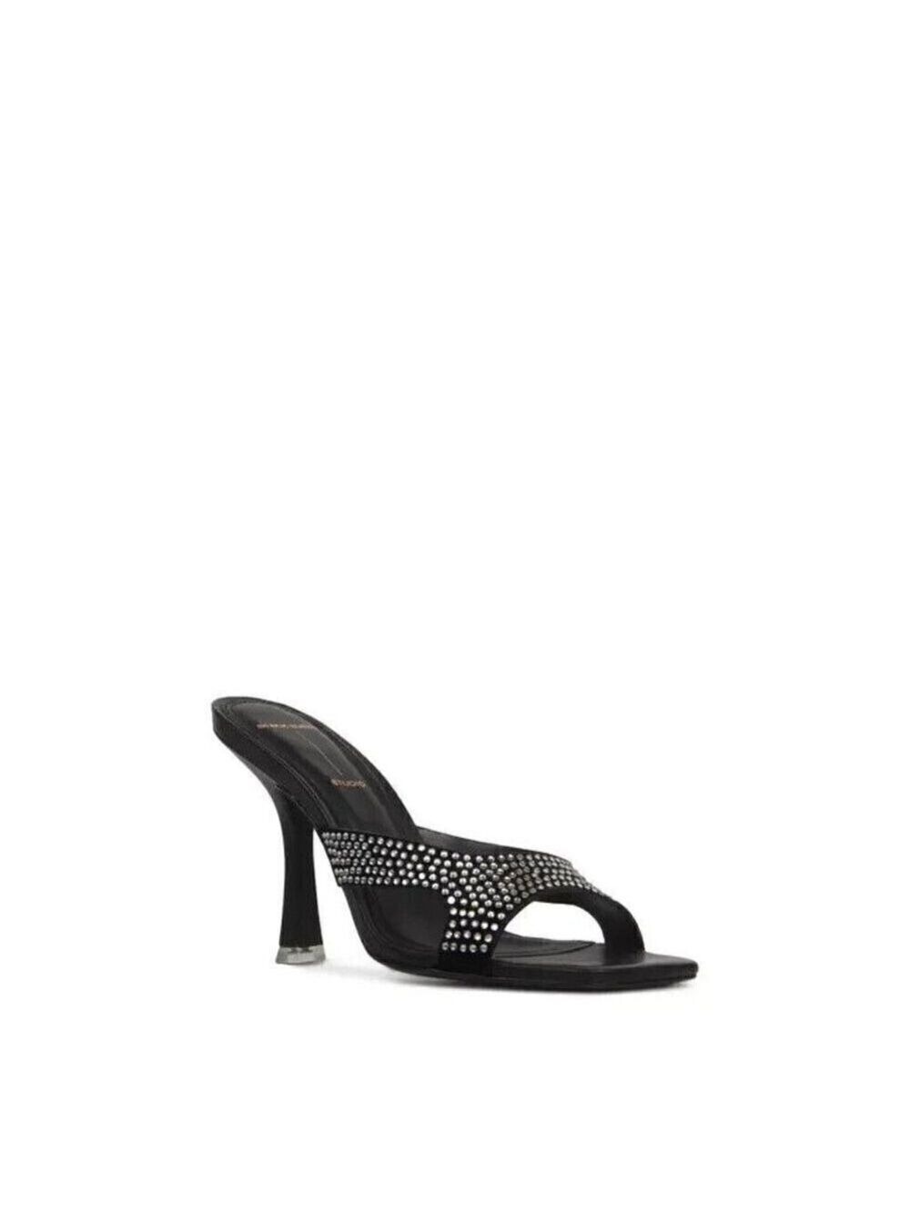 BLACK Suede Studio Sandals BNWOT Heels Women New Crytstals
